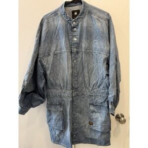 Women's G Star Raw Denim Balloon Sleeve Jean Dress Size L MSRP $230